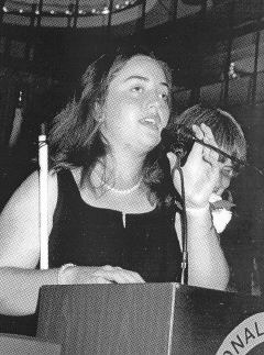 Angela Sasser addresses the 2000 banquet.
