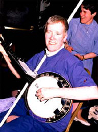 Bee Hodgkiss from Minnesota plays her banjo at the Showcase of Talent