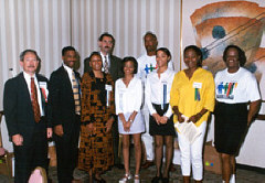 UPS volunteers being oriented at the 2002 convention.