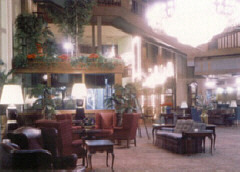 The lobby of the Galt House Hotel.