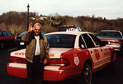 This picture of Marc Baladi and his cab was taken by Terri Uttermohlen on a trip to West Virginia.   It seems to have been one of the very few pictures of Marc, and it was used by the Baltimore media after the accident.