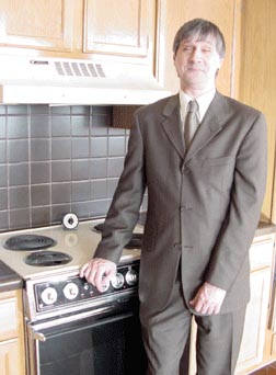 Brad Hodges with an accessible stove.