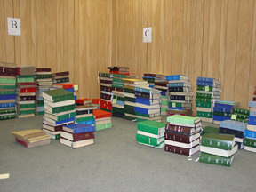 Braille books on floor in Archive