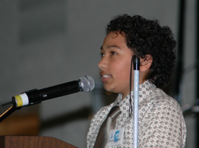 Jordan Richardson of Minnesota addresses the celebration audience.