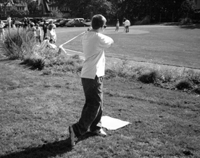 Jon Gabry tries his hand at a round of golf to add to his list of adventures.