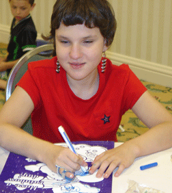 Ten year old Dasha Radford, daughter of Lusi Radford, enjoys the activities at NFB Camp.