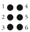 Braille cell with dots numbered