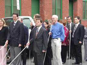 Chris Danielsen, third from left, proves that using a cane isn�t a sign of weakness.