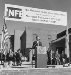 Dr. Maurer opens the ground-breaking ceremony for the NRTIB on October 19, 2001