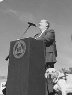 Michael Hingson and his guide dog, Roselle.
