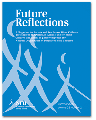 The cover of Future Reflections features a family of Whozits against a bright blue background.