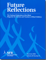 The cover of Future Reflections features a family of Whozits against a bright blue background.