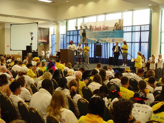 The closing ceremonies and dinner of the Youth Slam were held Friday evening in Members Hall at the Jernigan Institute.