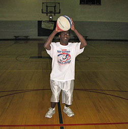 Ethan Johnston prepares to shoot a basket.