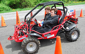 Mark Riccobono operates Virginia Tech&rsquo;s prototype of a car that blind people can drive.