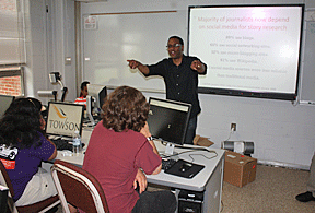 Mario in front of the class.