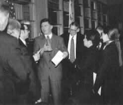 Photo of Congressman Robert Ehrlich
before a press confererence.
