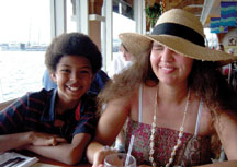 Amy and her son Jordan smile together