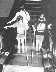 Many kids - blind and sighted - enjoy usimh the canes on the youth scavanger hunt