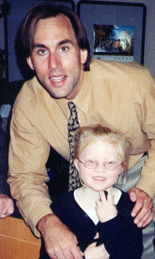 Encouraging the next generation to reach new heights. Here Erik Weihenmayer poses with new friend and big fan Megan Palmer (age 7, UT).
