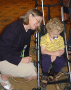 Barbara Cheadle says see you next year to two-year-old Anton Kiwimagi