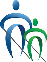 A larger blue icon with a small (childsize) green icon.