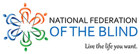 The rectangle version of the National Federation of the Blind logo in full color.