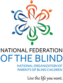 The square National Federation of the Blind logo with the National Organization of Parents of Blind Children Division appearing under the words “OF THE BLIND” and the tagline below that.